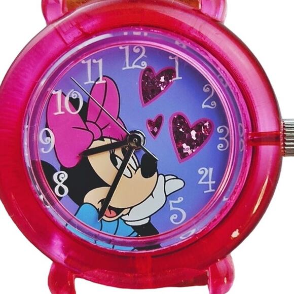 Disney Minnie Mouse Red Plastic Watch with Hearts - Picture 1 of 9